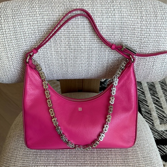 Givenchy Women's Pink 'Moon Cut Out Fuchsia Shoulder Bag - Picture 5 of 14